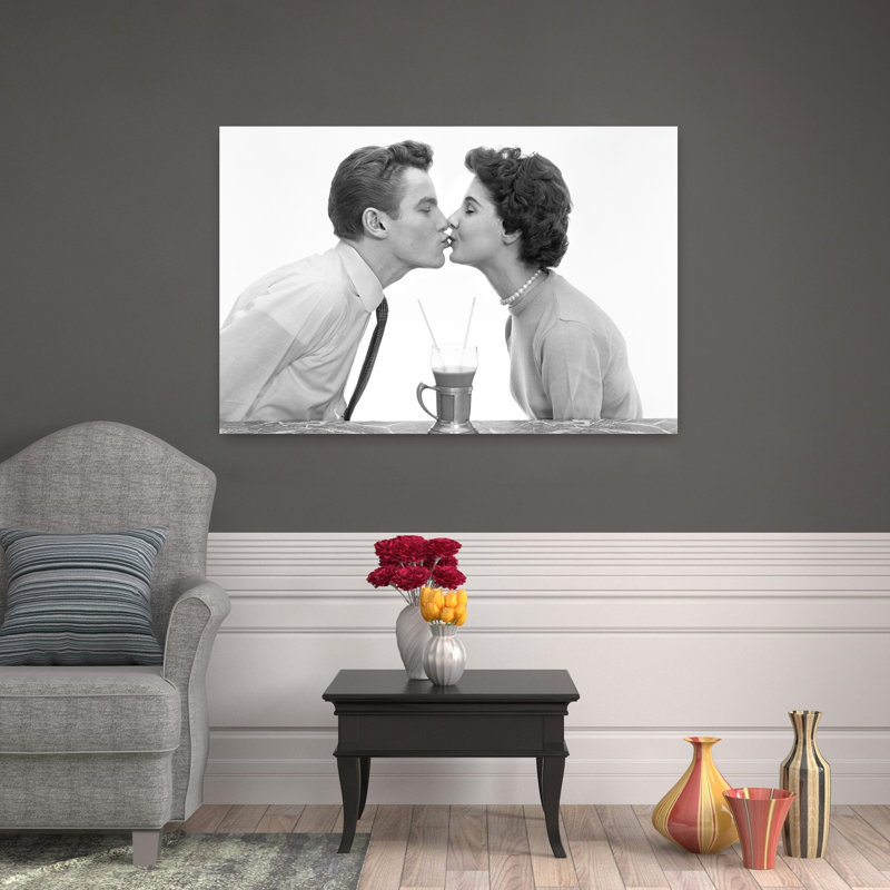 1950, couple, homme, femme, profil, H 32 po x l 48 po
