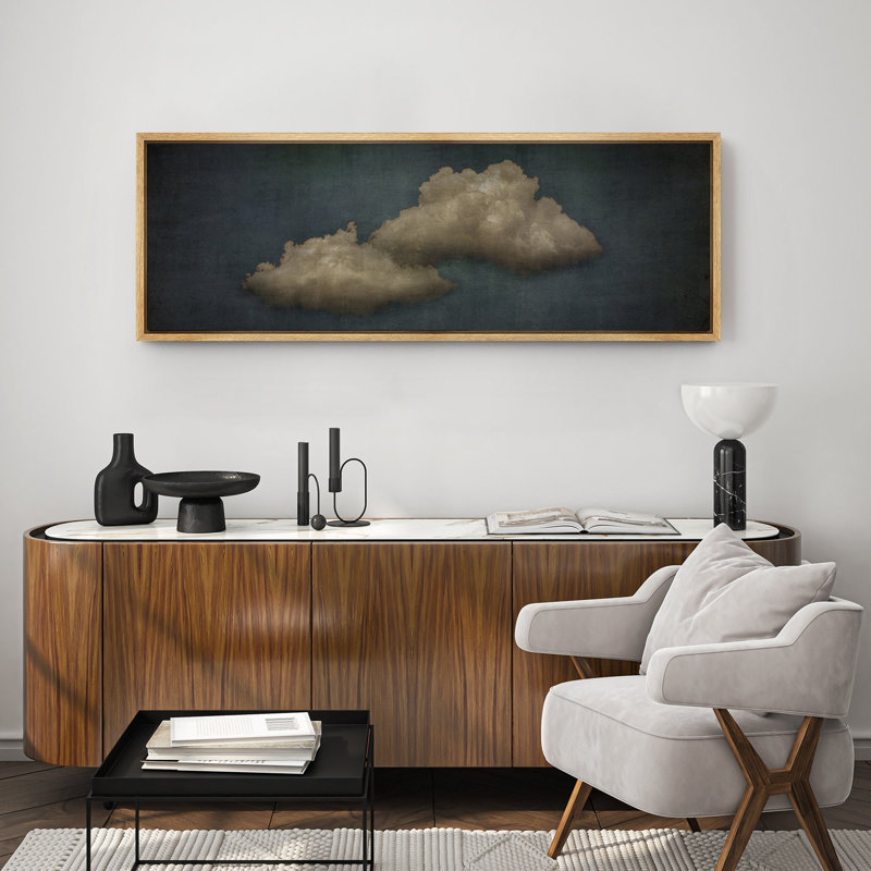 Oeuvre de décoration murale pastel vert pastel bleu marine abstrait ciel moderne minimaliste relaxant, Naturel