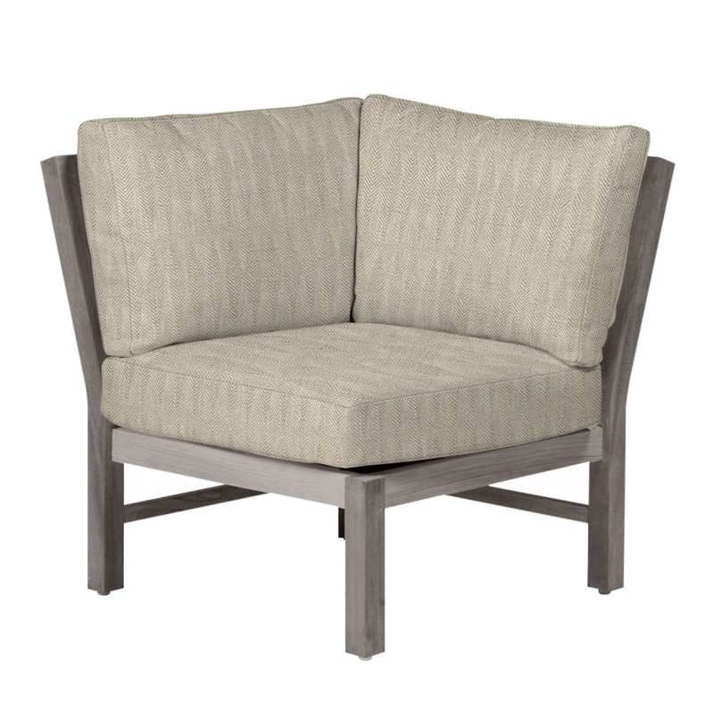 Fauteuil d'angle modulaire Club Teak - Huître, Teck huître, Pas de soudure, Chevron sable