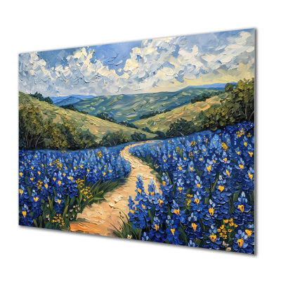 «Blue green meadow Charm Blue Bonnets» - art sur toile Blue Bonnets