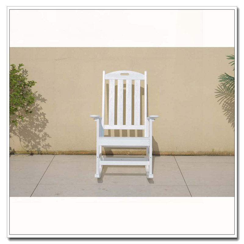Chaise berçante robuste avec dossier à lattes classique, Blanc
