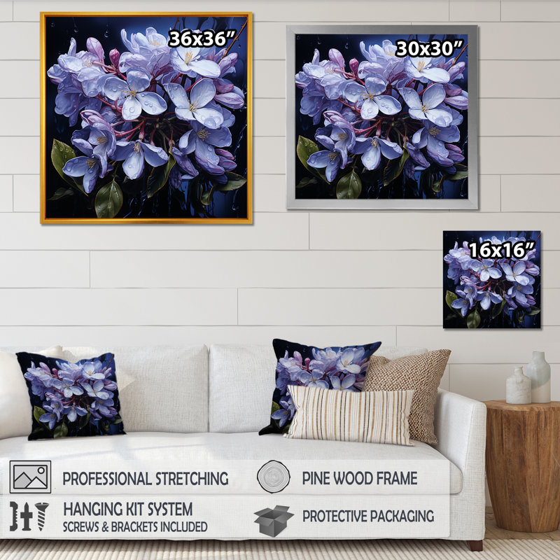 Nocturnal Lilac Blossom Whispers - reproduction sur toile, Toile tendue, 24" H x 24" W
