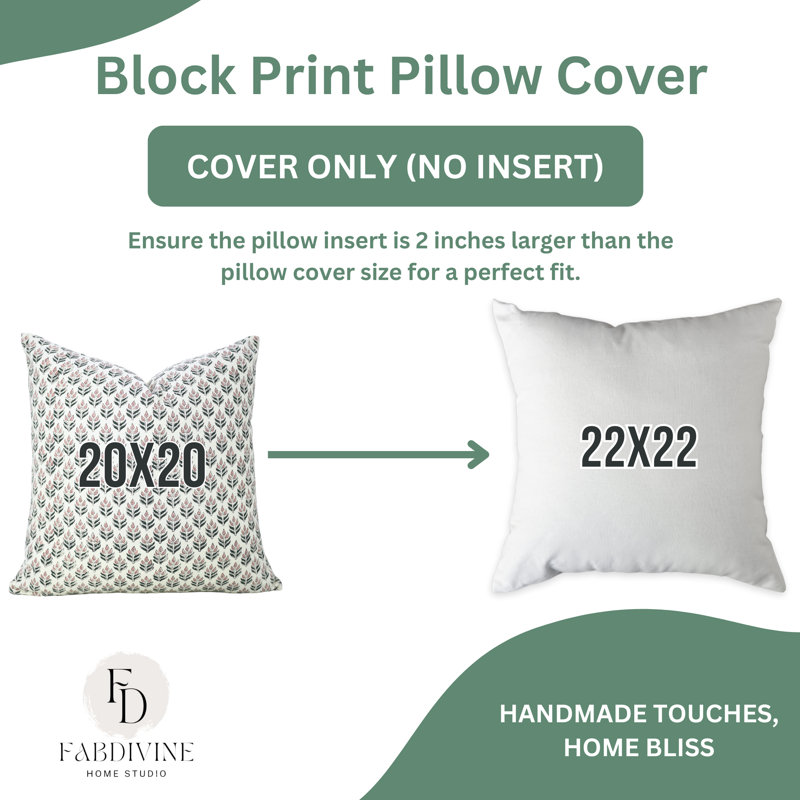 Fabdivine Cotton Throw Pillowcase Cushion Cover Christmas, Fall Decoration (Alia, Pink), 20"H x 12"W, Rectangular