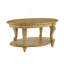 Table basse ovale en bois de 42 po pour le salon, table basse à 2 niveaux en bois massif avec tablette de rangement ouverte, assemblage facile, naturel antique