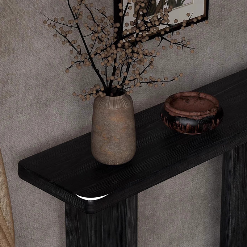 Console en bois massif de style moyen-antique, Noir
