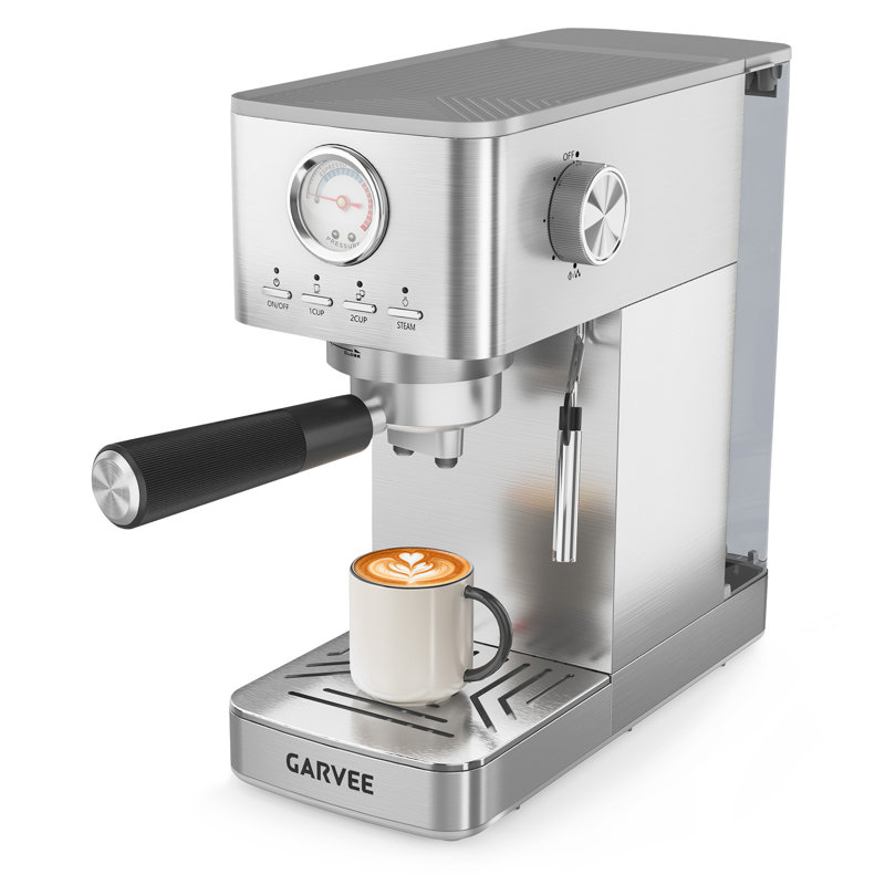 15-Bar Semi-Automatic Espresso Coffee Machine | 1300W Stainless Steel Silver with Steam Wand & 1.5L Removable Water Tank for Cappuccino & Latte