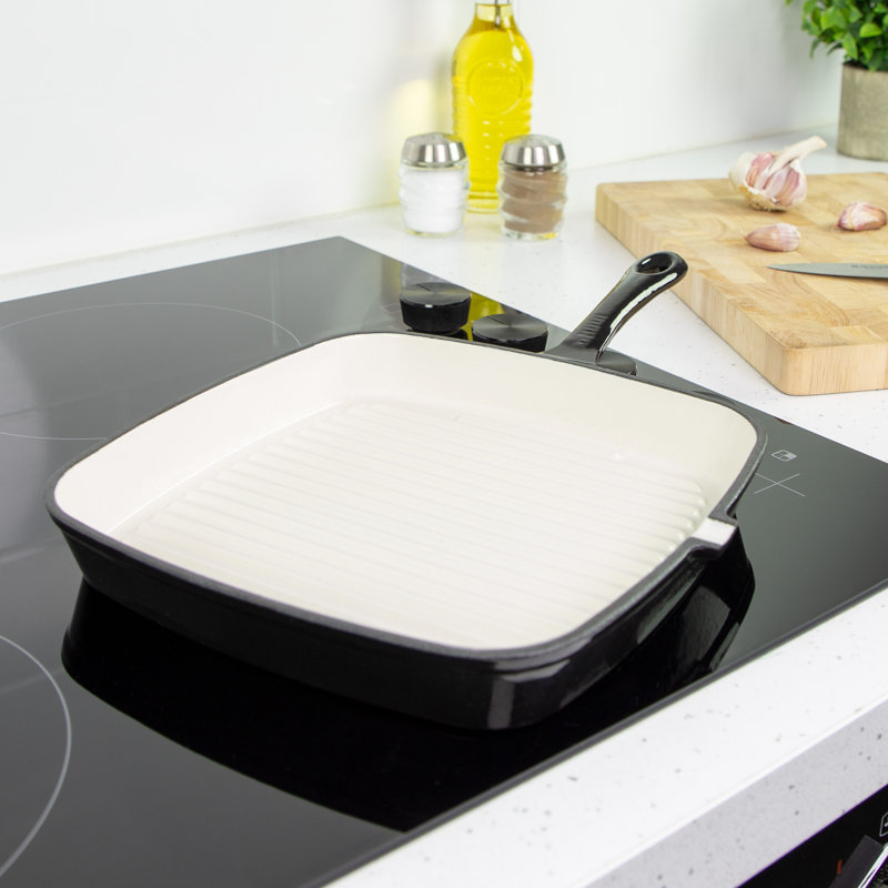 Non-Stick Cast Iron Grill Pan / Griddle Set, Black
