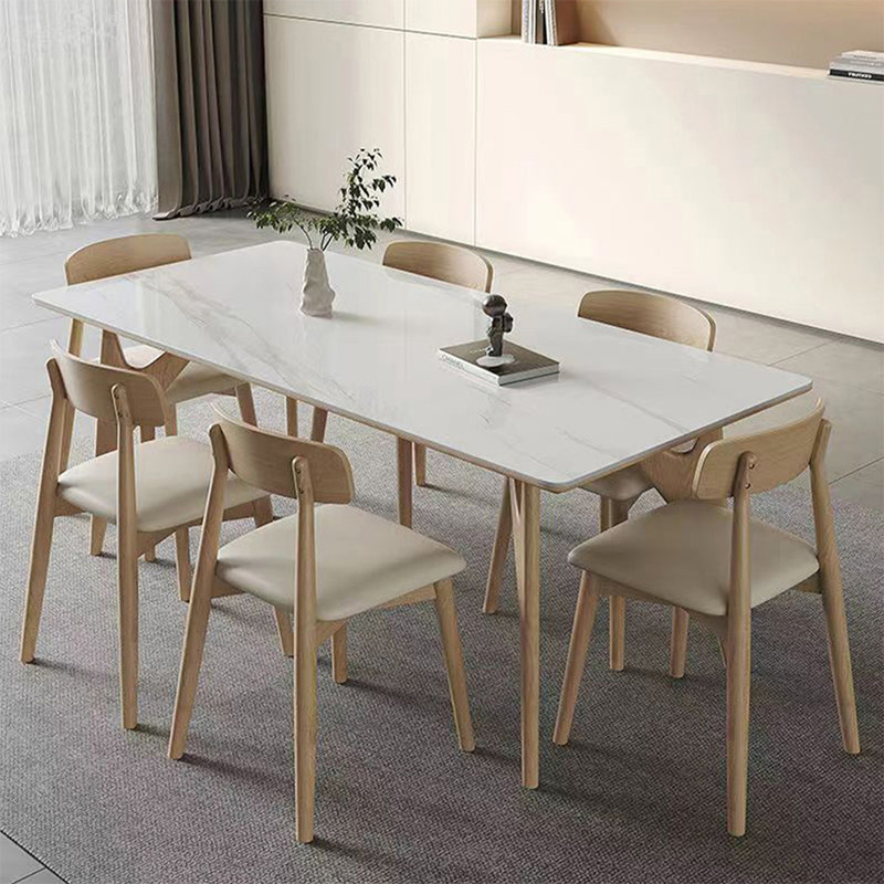 Ensemble de table de salle à manger pour 6 personnes Burlywood, 7 pièces : table, 6 chaises