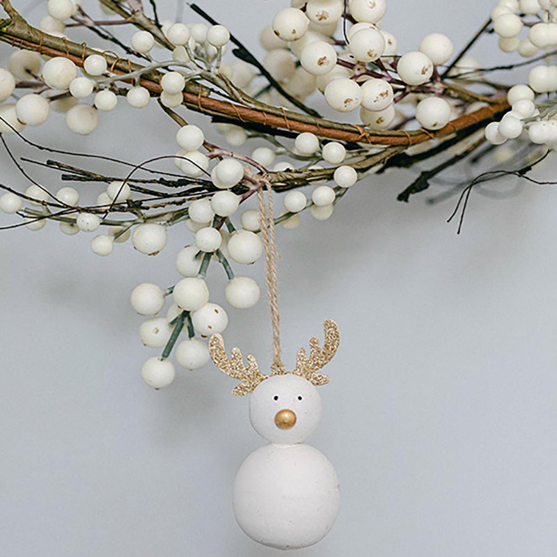 Ornements en forme de bonhomme de neige avec bois, ensemble de 2