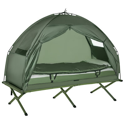 Camping Tent Cot, Folding Tent Cot Combo with Mattress, Off Ground Travel Camp Cot for Hiking, Backpacking, Picnic