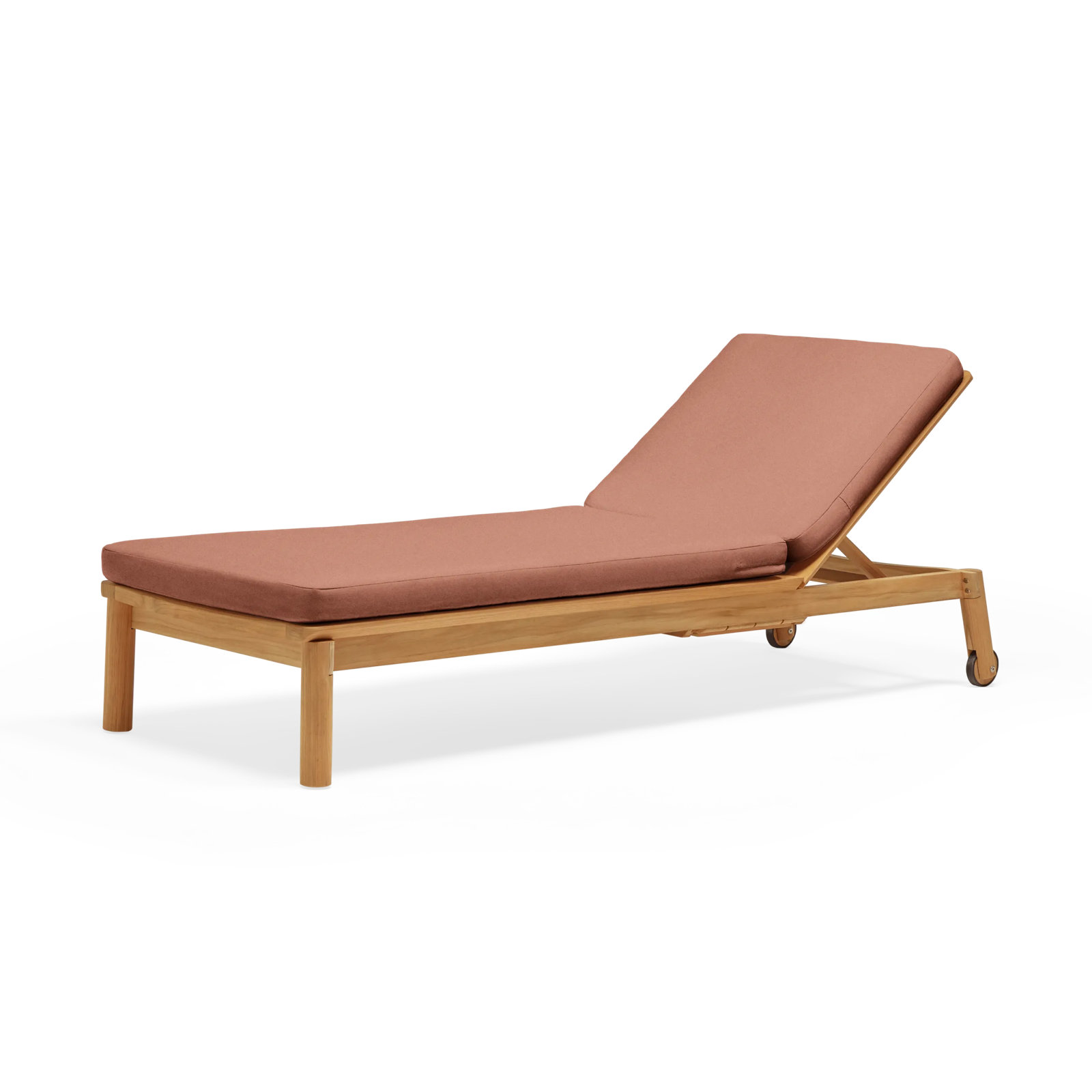 Haven 27.5'' Outdoor Teak Chaise Lounge, Sunbrella Rust