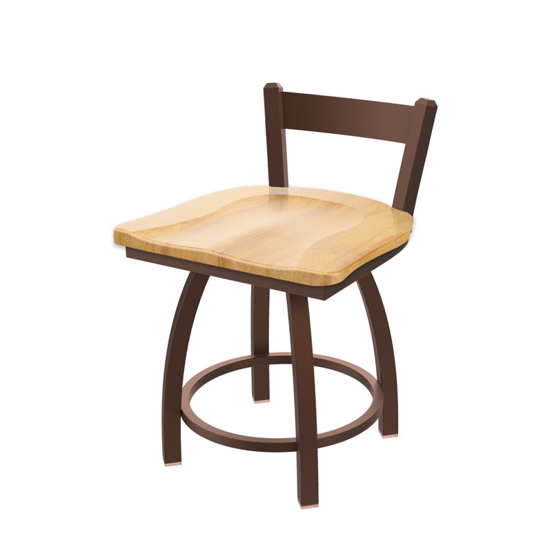 Tabouret de coiffeuse en métal Catalina, Bronze, Bois - Érable naturel