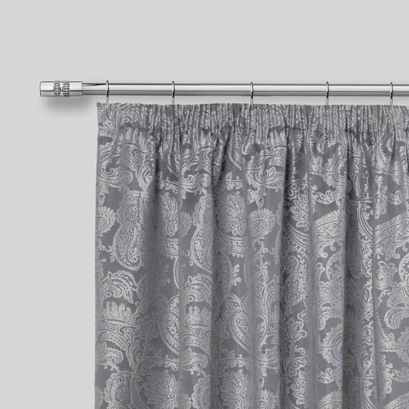 Diamante Chrome Stainless Steel Adjustable 120cm to 210cm 2cm Single Curtain Pole, Chrome, 1.2 - 2.1m