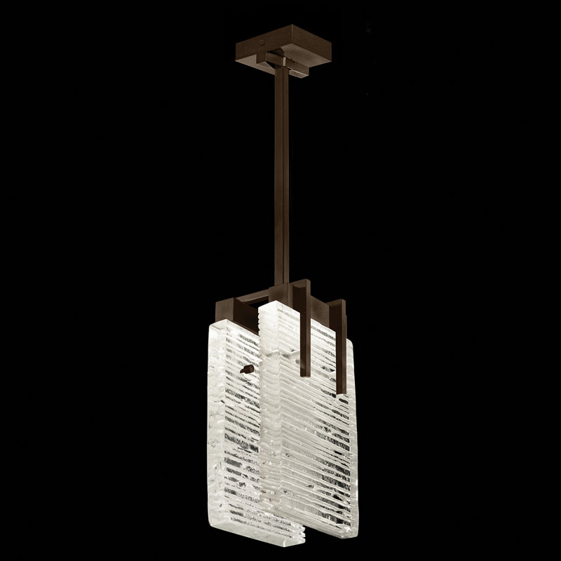 Luminaire suspendu rectangulaire 7,75 po Terra, H 21 po x l 7,75 po x P 7 po, Bronze