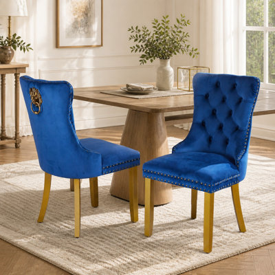 Ensemble de 2 chaises de salle à manger en velours capitonné Sumdeal