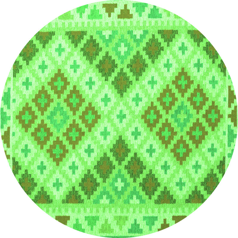 Kyraa Washable Geometric Indoor Rug, Round 4'