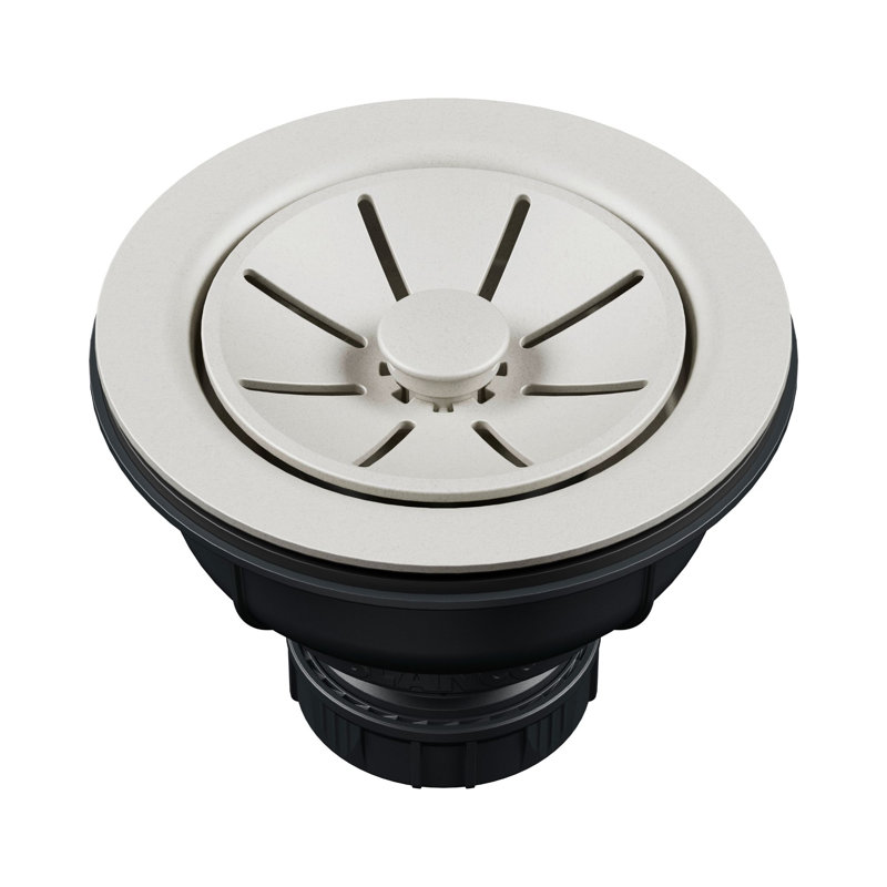 Essential Silgranit Color-Matched 3.5" Basket Strainer with Turn-to-Close Design - Soft White, Soft White