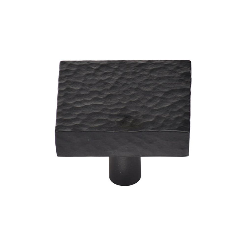 Hammered Square Cabinet Knob, Flat Black, 1.25