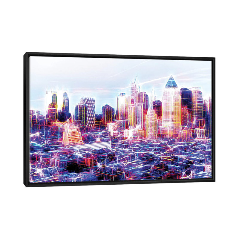 " Midtown Electric " by Philippe Hugonnard, 18" H x 26" W x 1.5" D, Black Framed Canvas, No Mat