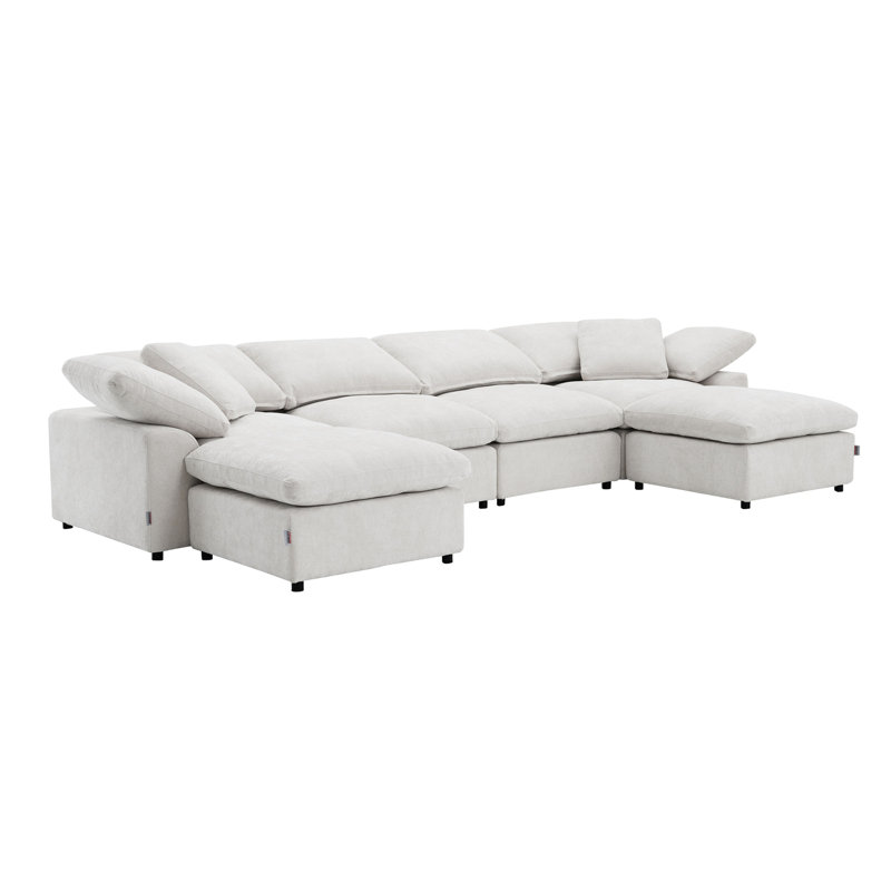 Linen 6Pcs Modular Sectional w/Ottoman