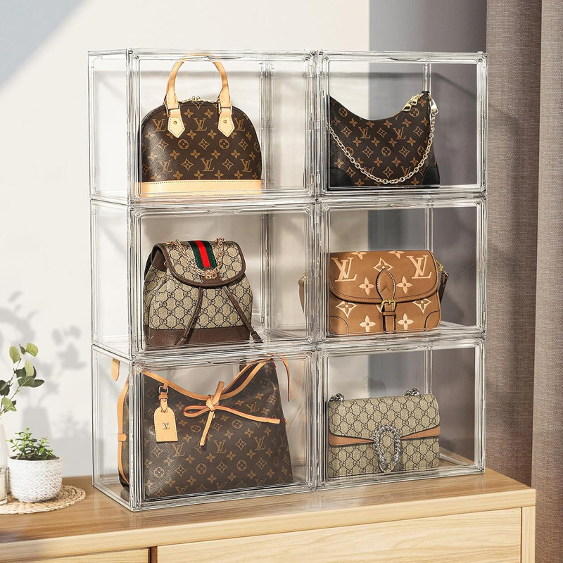 Organisateur de rangement pour sac à main transparent avec structure robuste, paquet de 1, H 15,7 po x l 11,8 po x P 9,8 po
