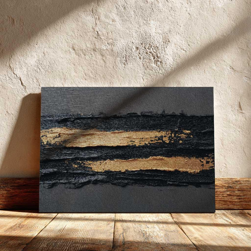 Toile abstraite, art mural texturé - grand imprimé moderne industriel, peinture pinceau métallique minimaliste pour le bureau