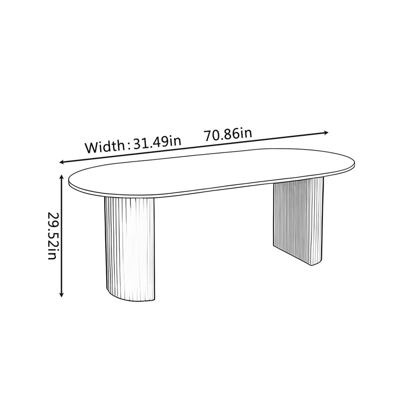 Table de salle à manger de style français rétro, H 29,52 po x L 70,86 po x l 31,49 po