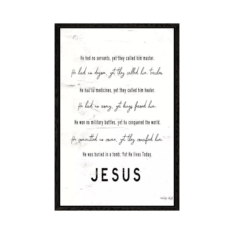 Jesus by Cindy Jacobs - Print on Canvas, 66.04cm H x 20.32cm W x 3.81cm D, Black Framed Canvas