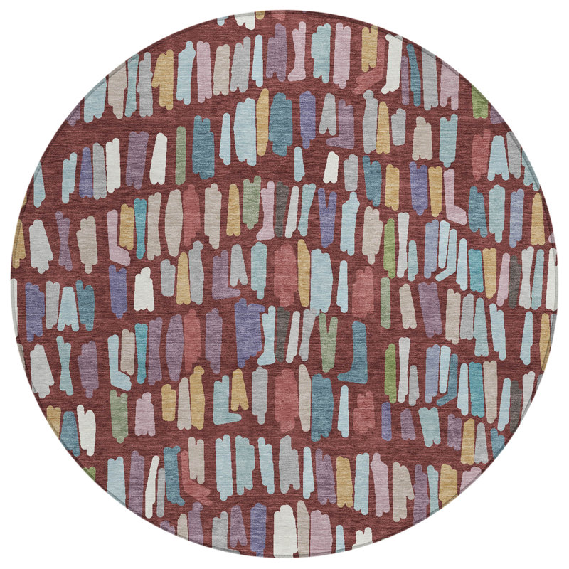 Machine Washable Indoor/Outdoor Chantille ACN2377 Stripes Rug, Round 8'