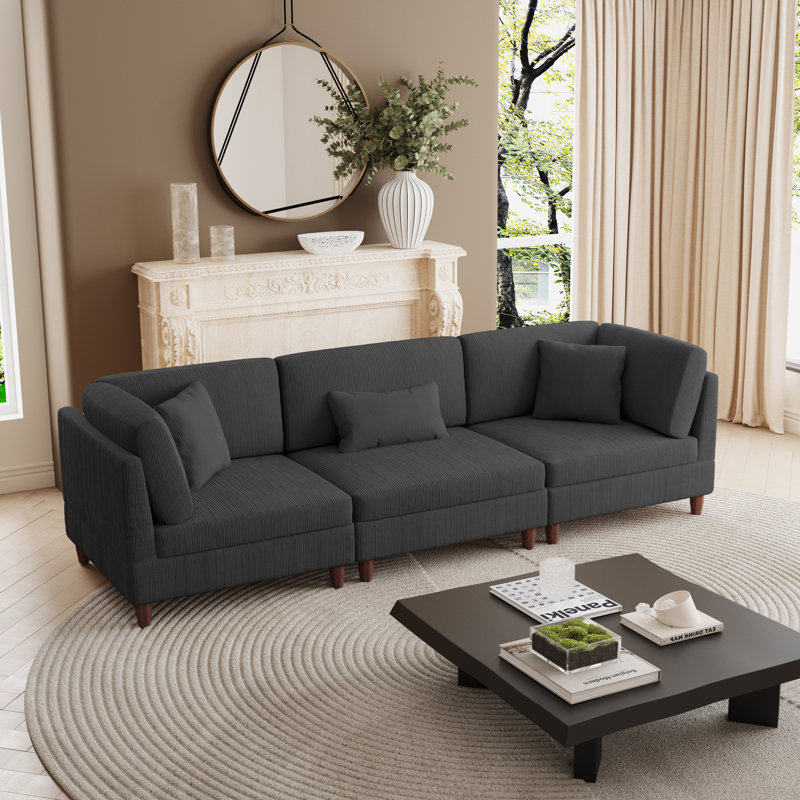 Seemab 305.8Cm Square Arms Sofa, Grey