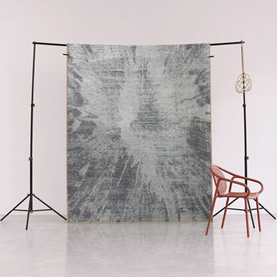 Gray Themed Abstract Patterned Creative Modern Decorative Rug