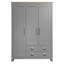 Three Door Storage Wardrobe With Cabinets And Two Hanging Rods