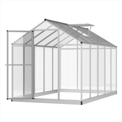 Outdoor Space Greenhouse with Silver Aluminum and Polycarbonate Sheets, Adjustable Design