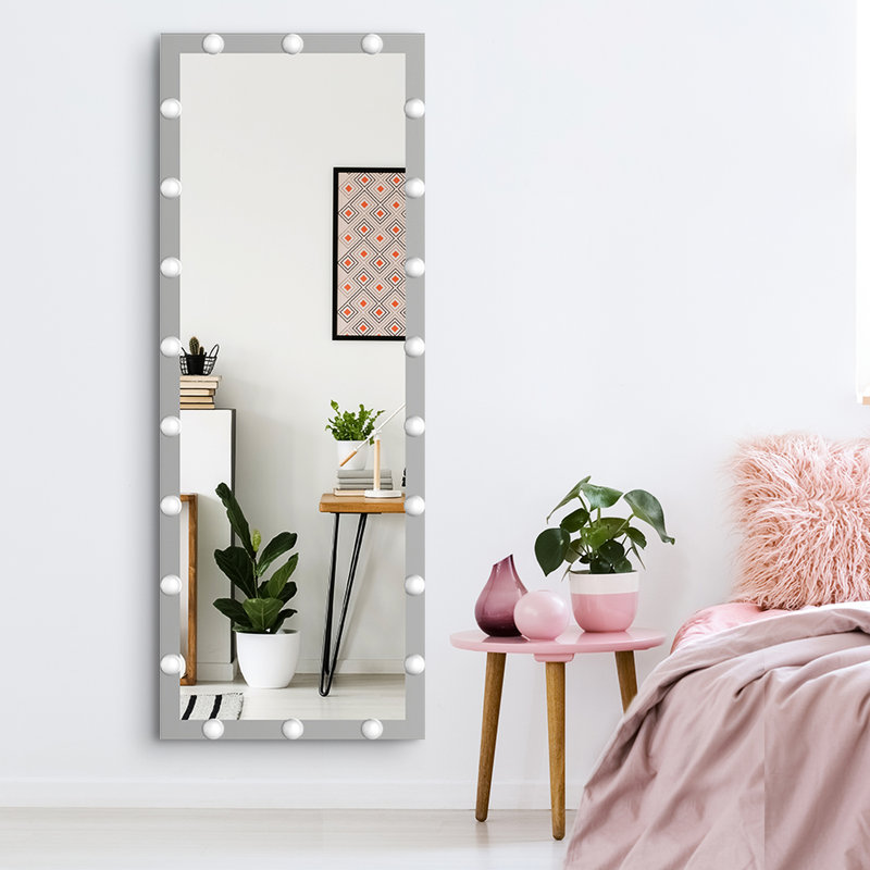 63X24 Inch Full Body Vanity Mirror With Lights: Silver, 3 Modes, Touch Button, Frame, For Bathroom & Cloakroom Silver Standing Modes: 63X24x1 Inch, Control, Bedroom Entrance