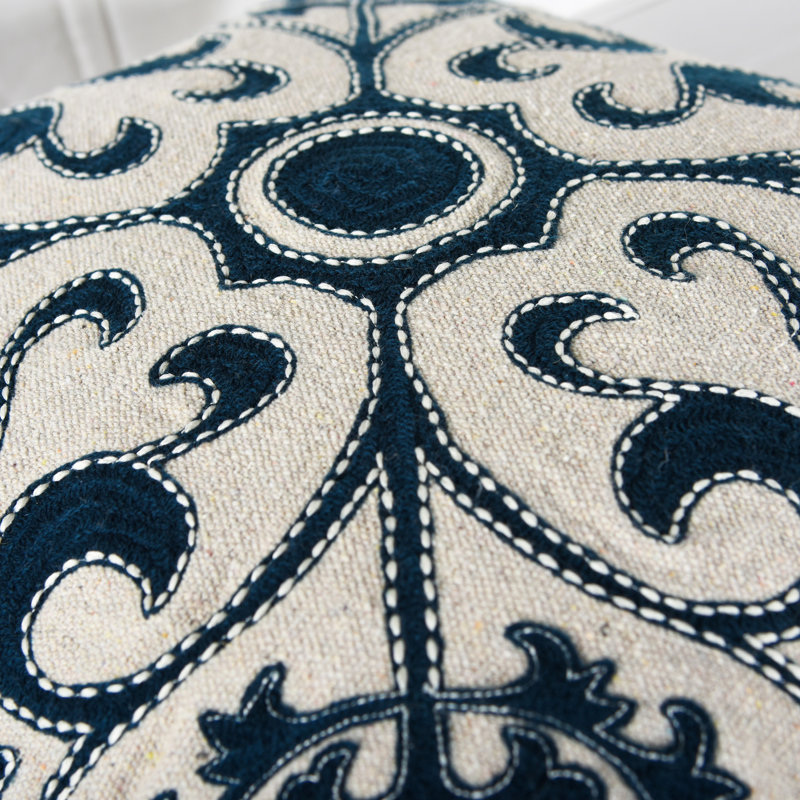 Coussin décoratif en toile de coton recyclé, Naturel / bleu, Alternative au duvet