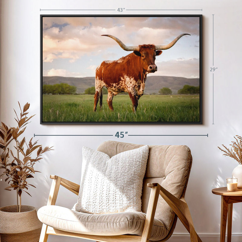 «Brown Texas Longhorn Wall Art», H 43 po x l 29 po