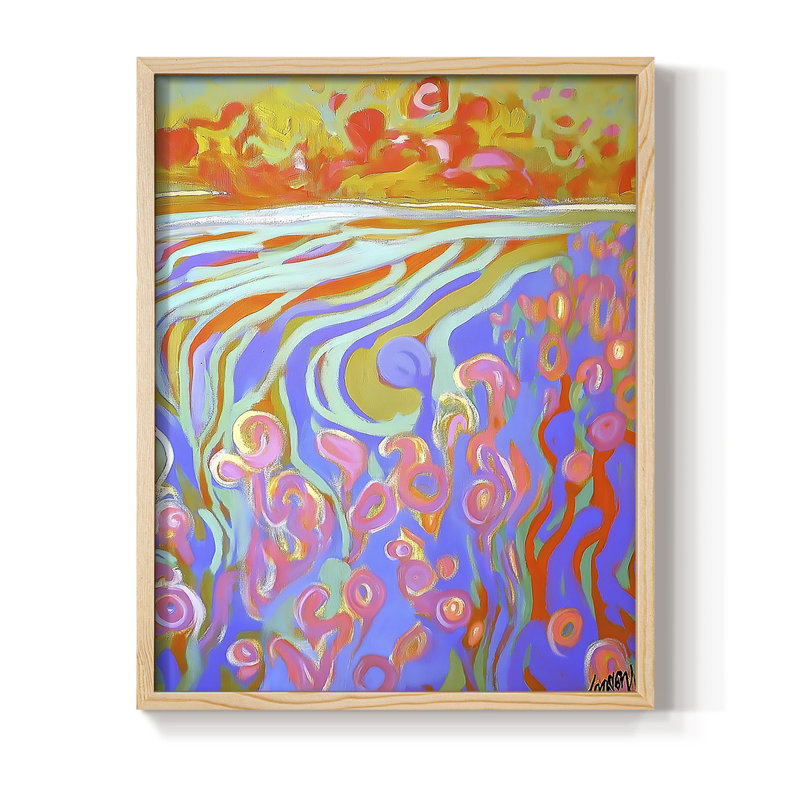Reproduction encadrée FLORAL Series DLxxv - bois massif, H 11 po x l 9 po