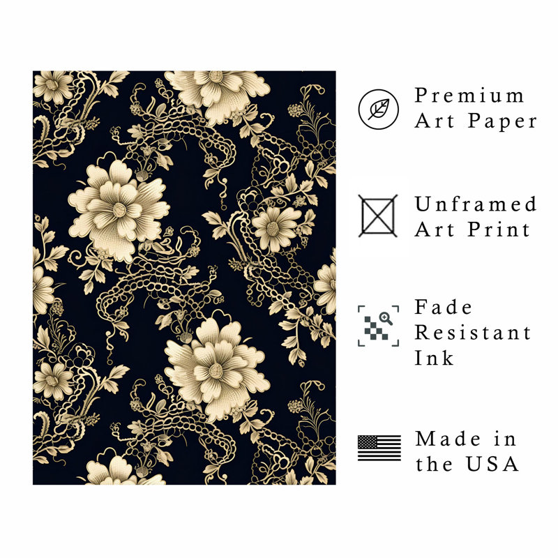 «Floral Victorian Elegance», reproduction d'art classique sans cadre, H 20 po x l 16 po