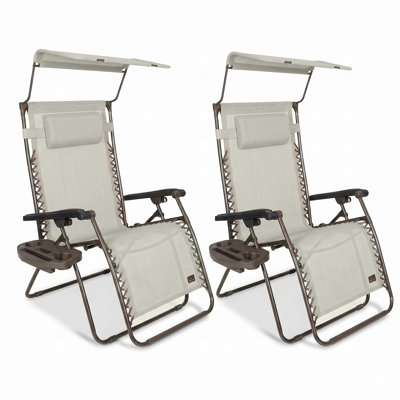  2 Pack 33" Wide XXL Zero Gravity Outdoor Lounge Chair with Canopy