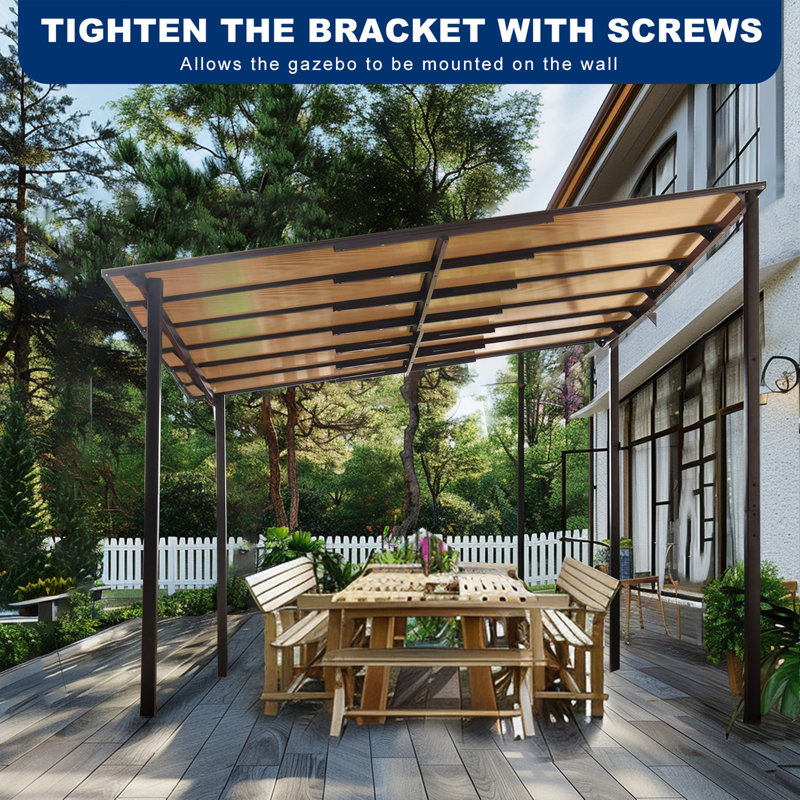 Outdoor Pergola Gazebo, 12 ft W x 10 ft D