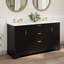 Meuble-lavabo double Barnhart 60 po entièrement assemblé avec comptoir en pierre reconstituée, dosseret, lavabo en céramique, tiroirs à fermeture amortie et charnières de porte à fermeture amortie, dosseret inclus-163661380