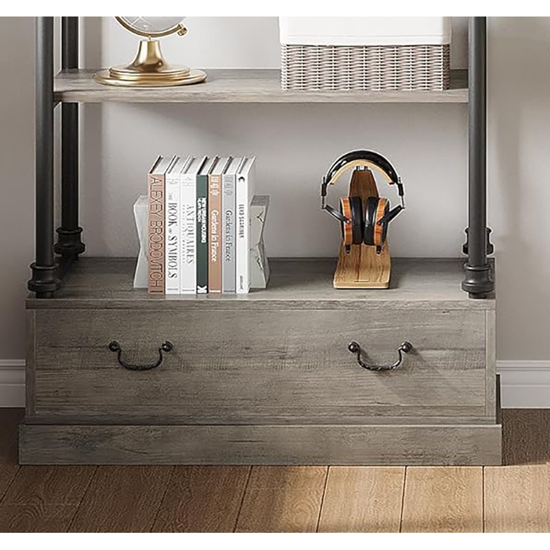186.9cm H x 80cm W Metal Bookcase, Grey