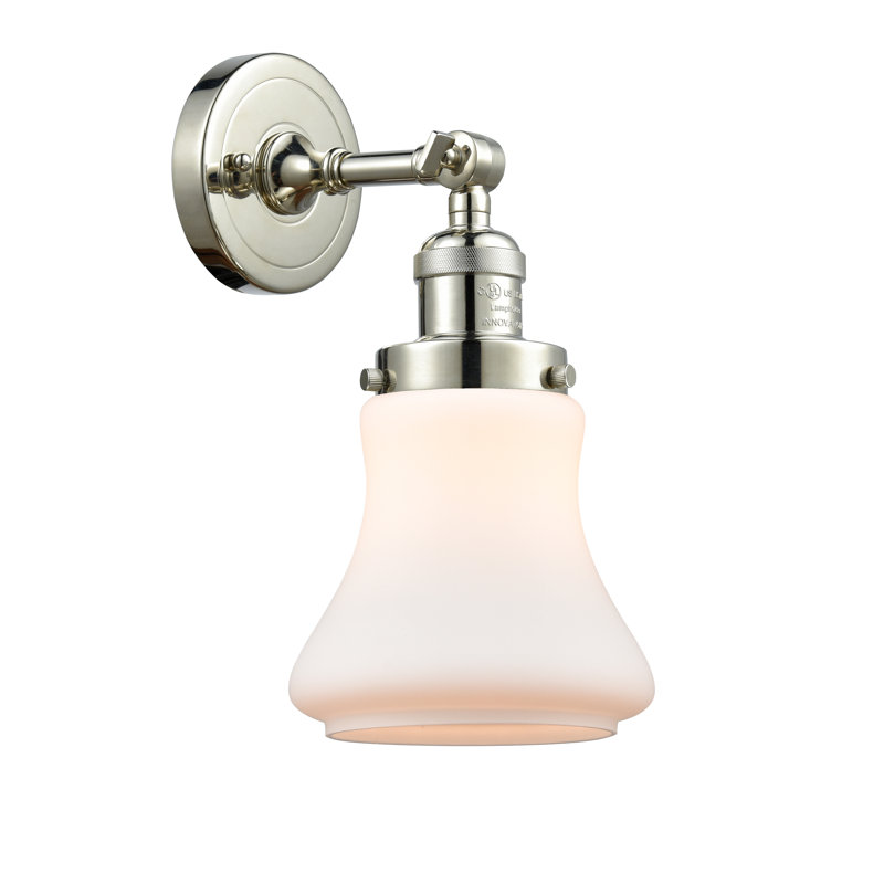 Edda Dimmable Bath Sconce, 60 Watt Vintage Incandescent Bulb, Polished Nickel, Matte White