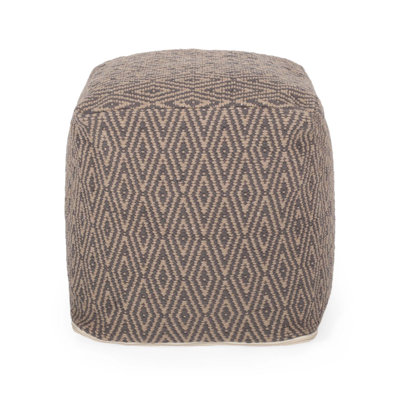 Amuleto Hand-Loomed Cotton Pouf With Subtle Diamond Pattern, Perfect For Stylish And Comfortable Seating