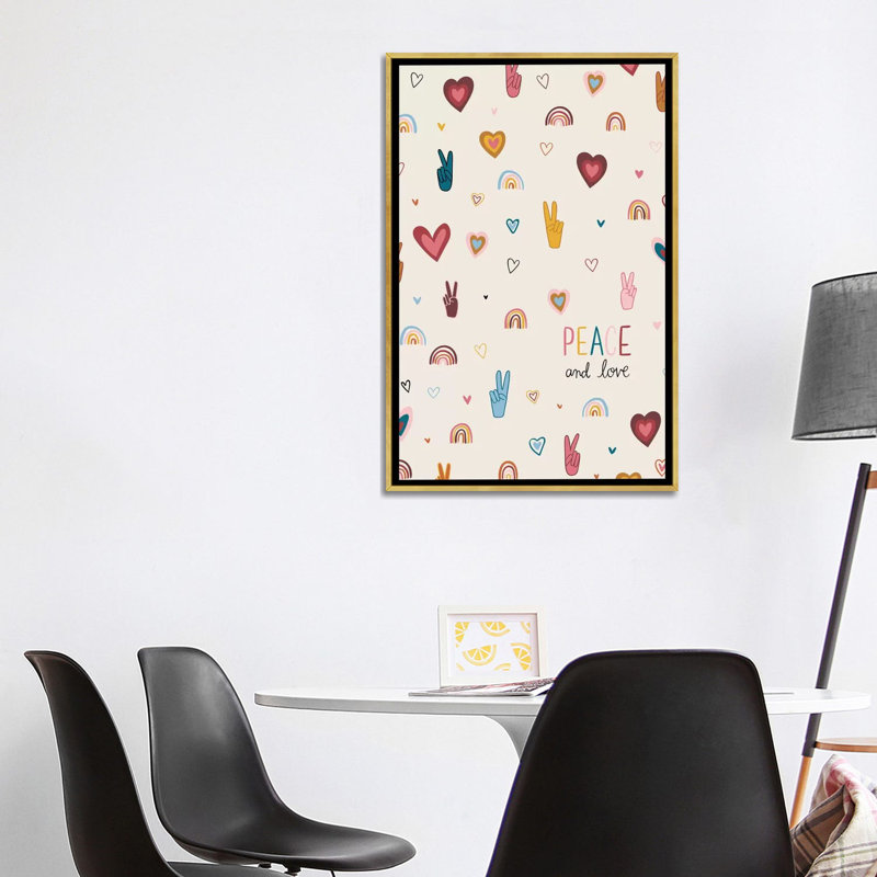 Art vi vibes, H 40 po x l 26 po x P 1,5 po, Toile encadrée d'or