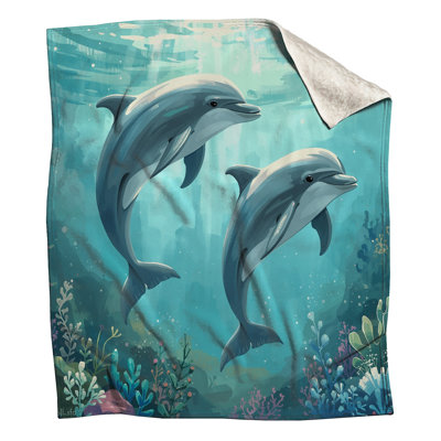 Dolphins Underwater Scene Blankets