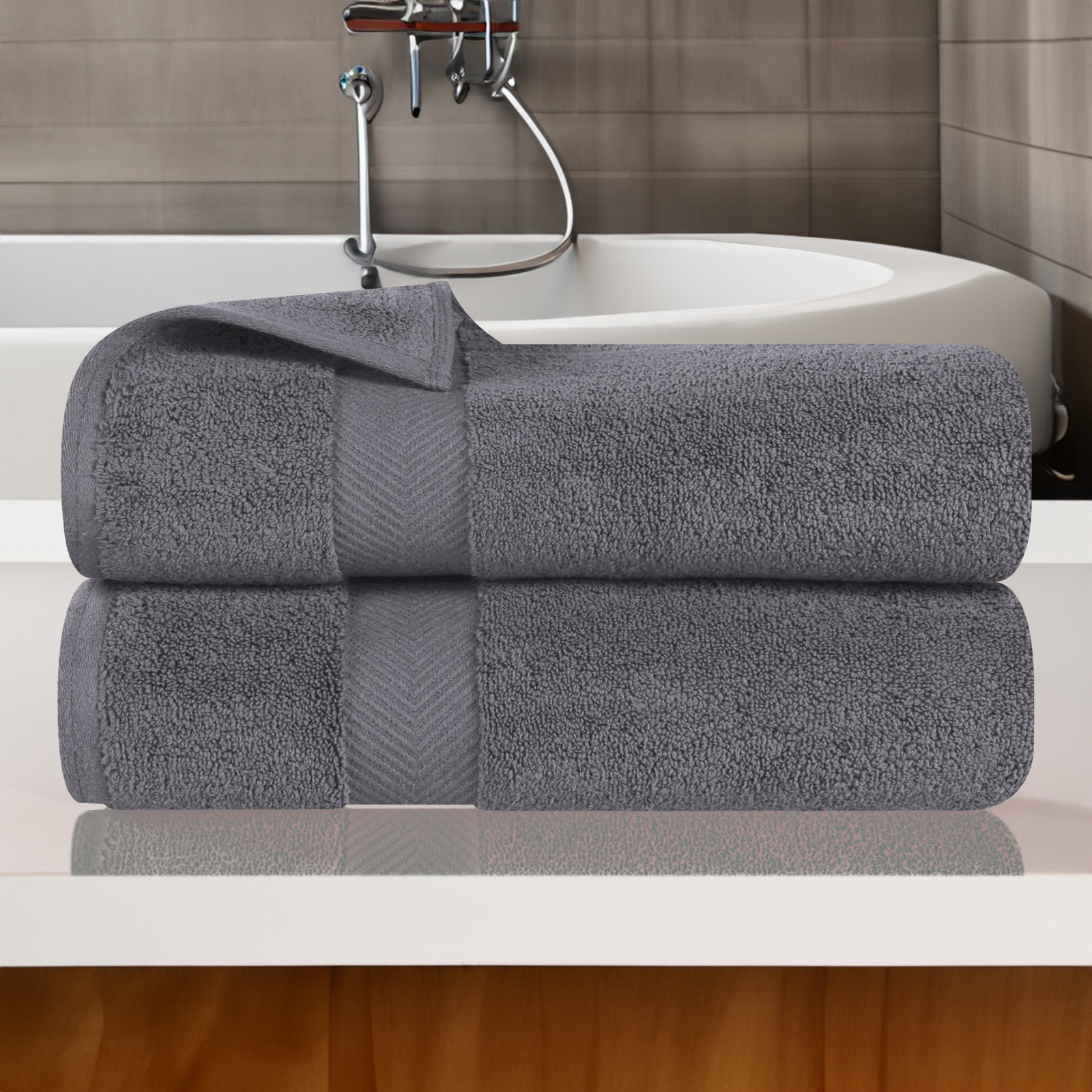 Hamachi 6-Piece Cotton Towel Set, Gray, Bath Towels - 2 Pack