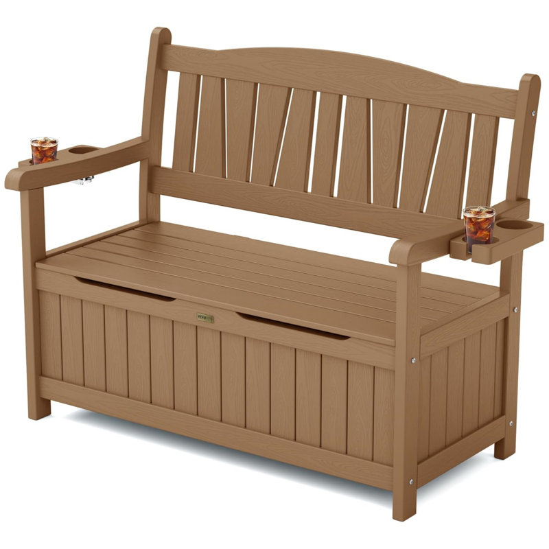Banc de rangement d'extérieur pour terrasse de 43 gallons avec dossier à 96 ° de hauteur et sièges surdimensionnés, Bleu