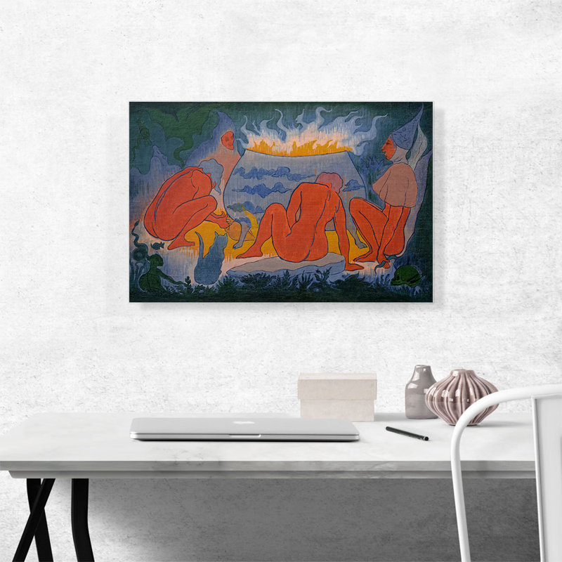 «Witches Around the Fire 1891» par Paul Ranson, reproduction d'art sur toile tendue, H 18 po x l 26 po x P 0,75 po