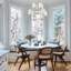 Lustre 8 lumières de style campagne moderne - laiton bicolore avec abat-jour en lin sur mesure-133691280
